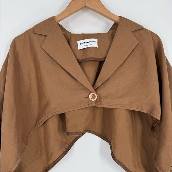 Gentlewoman Brown Cropped Cape Blazer Shrug Top – Made in Korea | One Size - Picture 4 of 8
